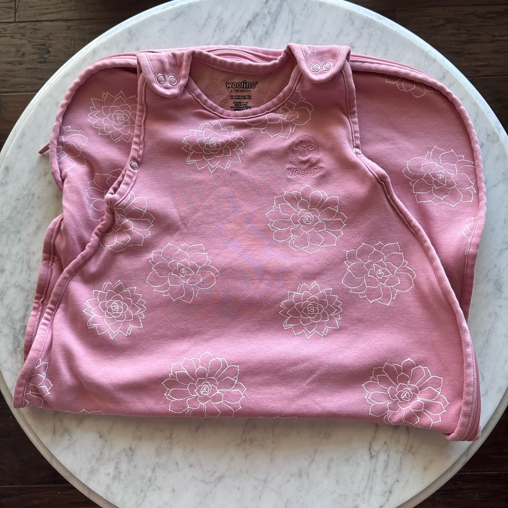 Like New Woolino baby sleep bag | sleep sack | pink | floral | size 2-24 months